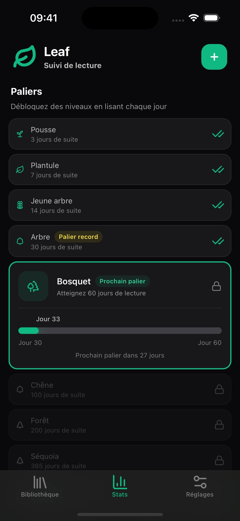 Progression des paliers du germe au séquoia