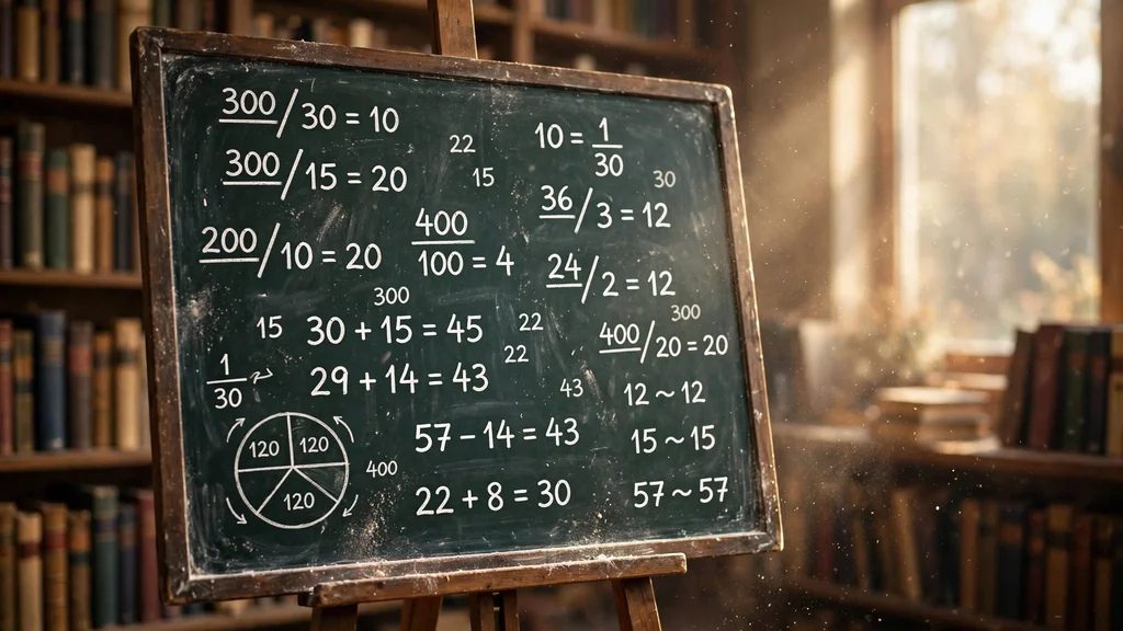A chalkboard covered in the math for a daily reading page goal, propped against a shelf of books